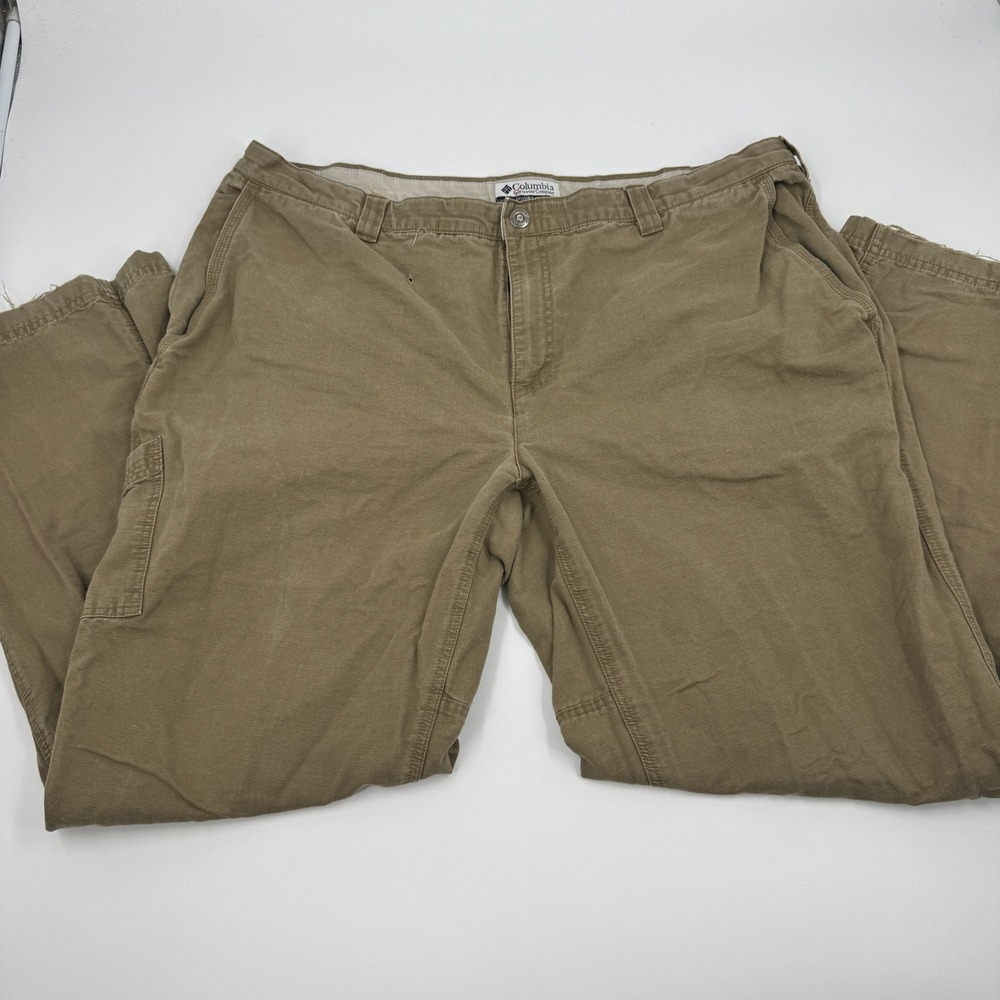 Columbia Cargo Pants Mens 42x32 Khaki Tan Cotton Canvas Straight Leg AM8431